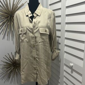Charter Club Light Beige Button-Down Utility Shirt